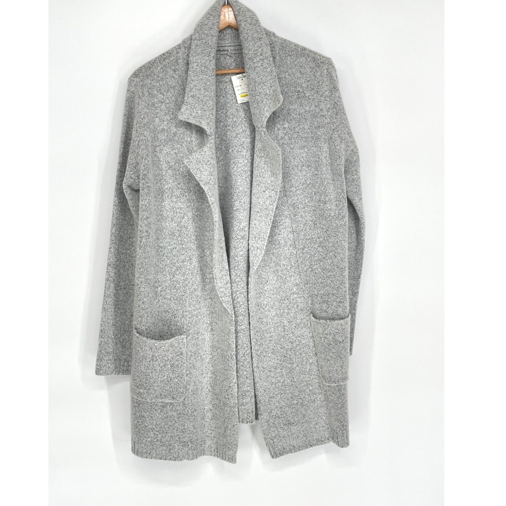 NWT Absolutely Famous Women Cardigan Large Sweater Gray Open Front Longline